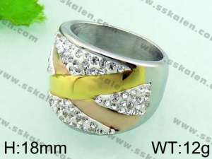 Stainless Steel Stone&Crystal Ring - KR32151-L