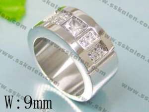 Stainless Steel Stone&Crystal Ring - KR9340-K