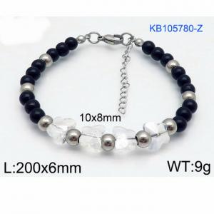 Stainless steel 200 × 6mm Handmade Beaded Light White Transparent Butterfly Fashion Jewelry Color Bracelet - KB105780-Z