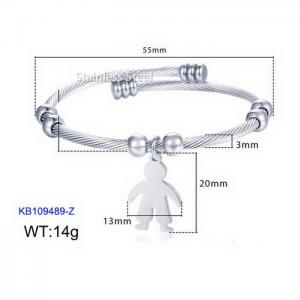 European and American fashion boy pendant stainless steel charm cable twisted wire silver bracelet - KB109489-Z