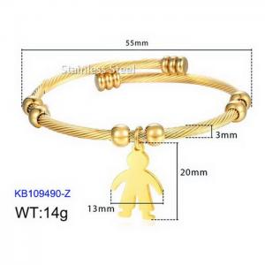 European and American fashion boy pendant stainless steel charm cable twisted wire gold bracelet - KB109490-Z