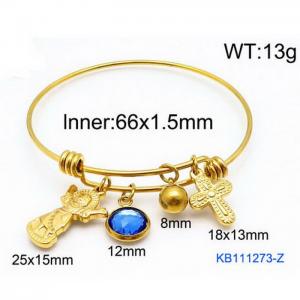 Gold Stainless Steel Charms Bracelet Bangle - KB111273-Z