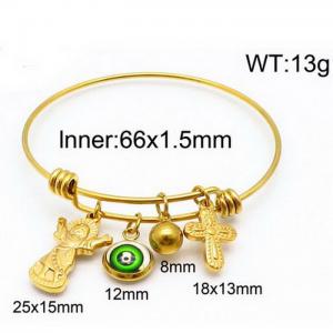 Gold Stainless Steel Charms Bracelet Bangle - KB111274-Z