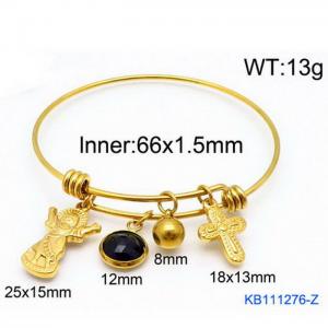 Gold Stainless Steel Charms Bracelet Bangle - KB111276-Z