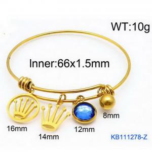 Gold Stainless Steel Charms Bracelet Bangle - KB111278-Z