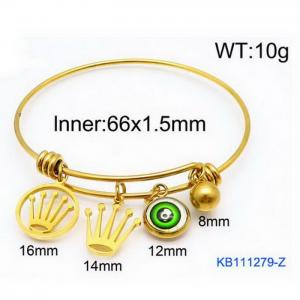 Gold Stainless Steel Charms Bracelet Bangle - KB111279-Z