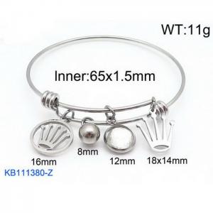 Silver Stainless Steel Charms Bracelet Bangle - KB111380-Z