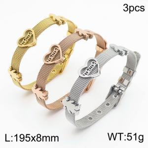 Stainless Steel Rose Gold-plating Bracelet - KB114765-K