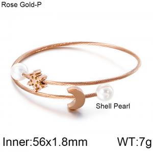 Christmas Snowflake Pearl Stretch Via Wire rose gold Bangle - KB114927-KFC