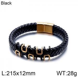 Stainless Steel Leather Bracelet - KB115570-KFC