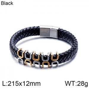 Stainless Steel Leather Bracelet - KB115571-KFC