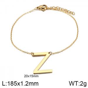 Gold-plating O-chain letter Z stainless steel bracelet - KB116093-K