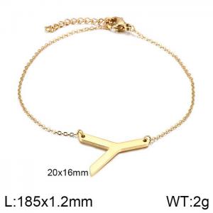 Gold-plating O-chain letter Y stainless steel bracelet - KB116095-K