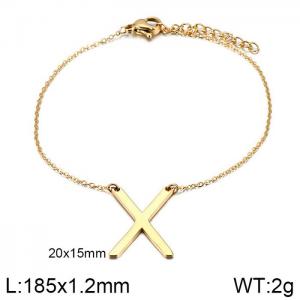 Gold-plating O-chain letter X stainless steel bracelet - KB116098-K