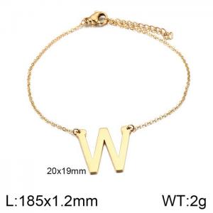 Gold-plating O-chain letter W stainless steel bracelet - KB116099-K