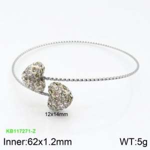 Stainless Steel Stone Bangle - KB117271-Z
