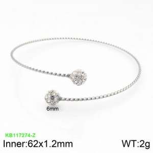 Stainless Steel Stone Bangle - KB117274-Z