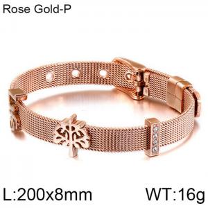 Stainless Steel Rose Gold-plating Bracelet - KB117426-KFC