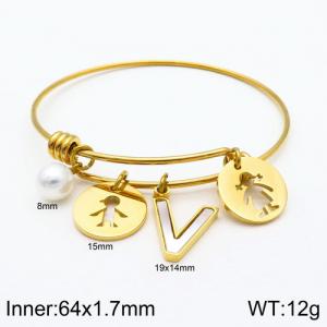 Stainless Steel Gold-plating Bangle - KB119038-Z