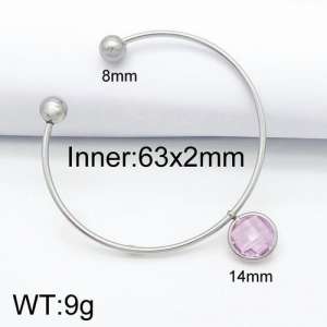 Stainless Steel Stone Bangle - KB124470-Z