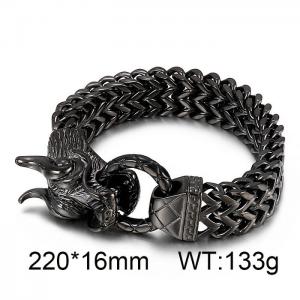 Black dragon head slingshot buckle double layer chain men's hip-hop bracelet - KB125347-BDJX