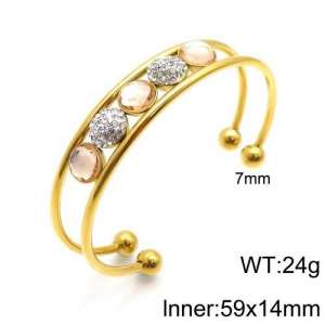 Stainless Steel Stone Bangle - KB130658-ZC