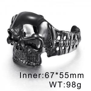 Black Aggressive Punk Style Skull Head Titanium Steel Ghost Men's Bracelet - KB134523-BDJX