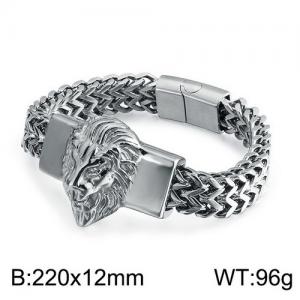 Stainless Steel Retro Fashion Lion Head Bracelet(Men) - KB134785-KFC