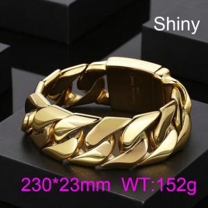 Gold glossy thin style domineering and simple men's cast thick bracelet - KB135732-D