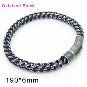 Oxidized round edge front and back chain buckle men's bracelet - KB135821-D