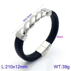 Stainless Steel Leather Bracelet - KB136095-KFC