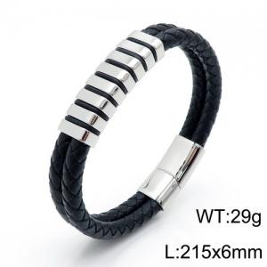 Stainless Steel Leather Bracelet - KB136126-QM