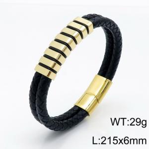 Stainless Steel Leather Bracelet - KB136129-QM