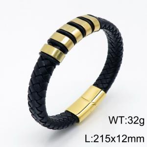 Stainless Steel Leather Bracelet - KB136158-QM