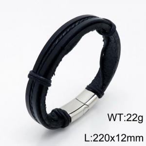 Stainless Steel Leather Bracelet - KB136169-QM