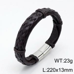 Stainless Steel Leather Bracelet - KB136171-QM