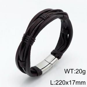 Stainless Steel Leather Bracelet - KB136175-QM