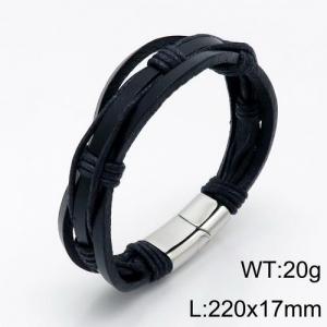 Stainless Steel Leather Bracelet - KB136176-QM
