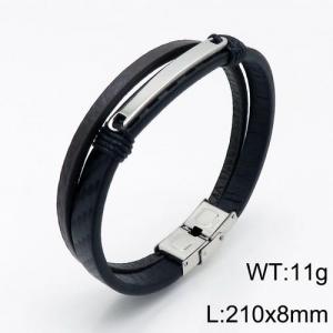 Stainless Steel Leather Bracelet - KB136199-QM