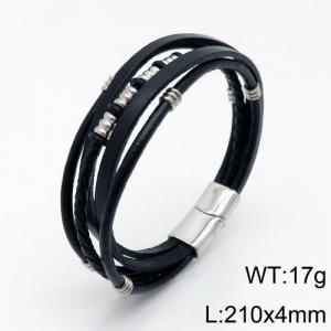 Stainless Steel Leather Bracelet - KB136203-QM