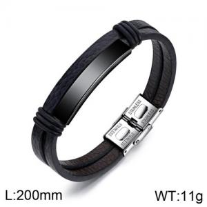 Stainless Steel Leather Bracelet - KB136370-WGTY