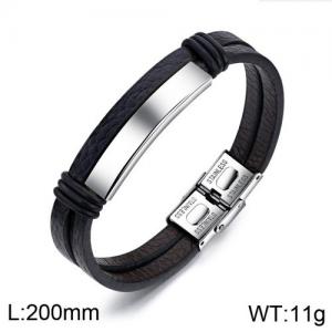 Stainless Steel Leather Bracelet - KB136371-WGTY