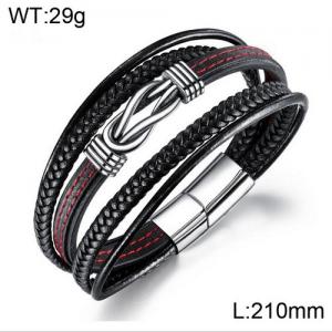 Stainless Steel Leather Bracelet - KB136375-WGTY