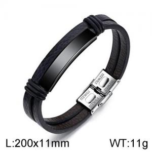 Stainless Steel Leather Bracelet - KB136483-WGTY