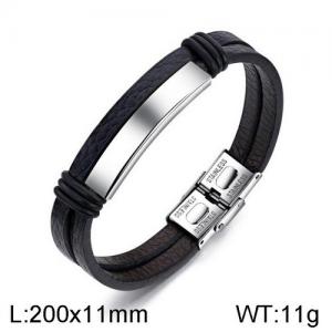 Stainless Steel Leather Bracelet - KB136485-WGTY