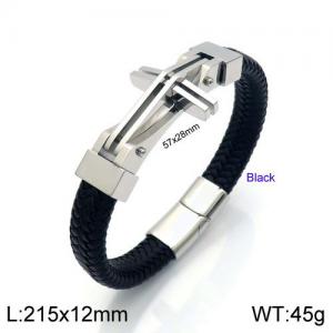 Stainless Steel Leather Bracelet - KB137428-KFC