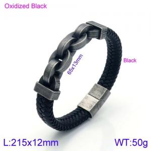 Stainless Steel Leather Bracelet - KB138110-KFC