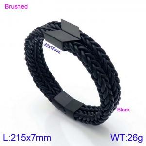 Stainless Steel Leather Bracelet - KB138680-KFC