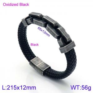 Stainless Steel Leather Bracelet - KB138694-KFC