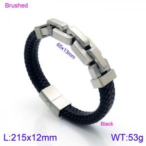 Stainless Steel Leather Bracelet - KB138695-KFC